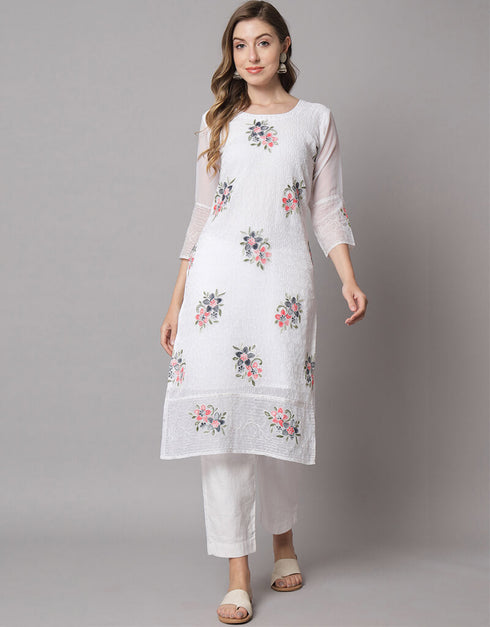 White Georgette N/A Straight Closure View