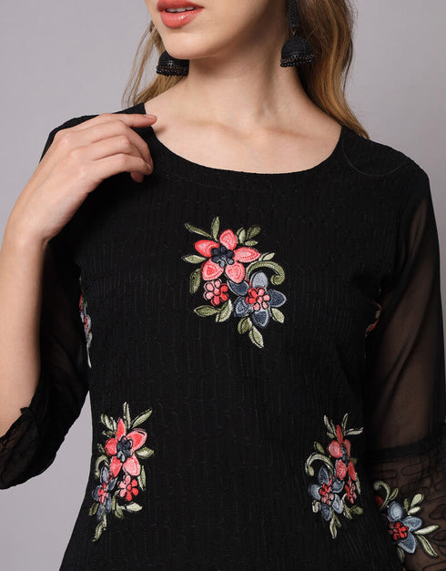 Black Georgette N/A Straight Closure View