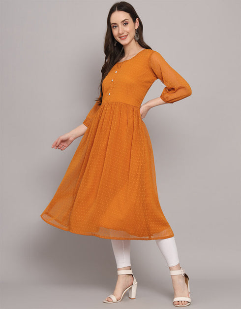 Mustard Georgette N/A Straight Back View