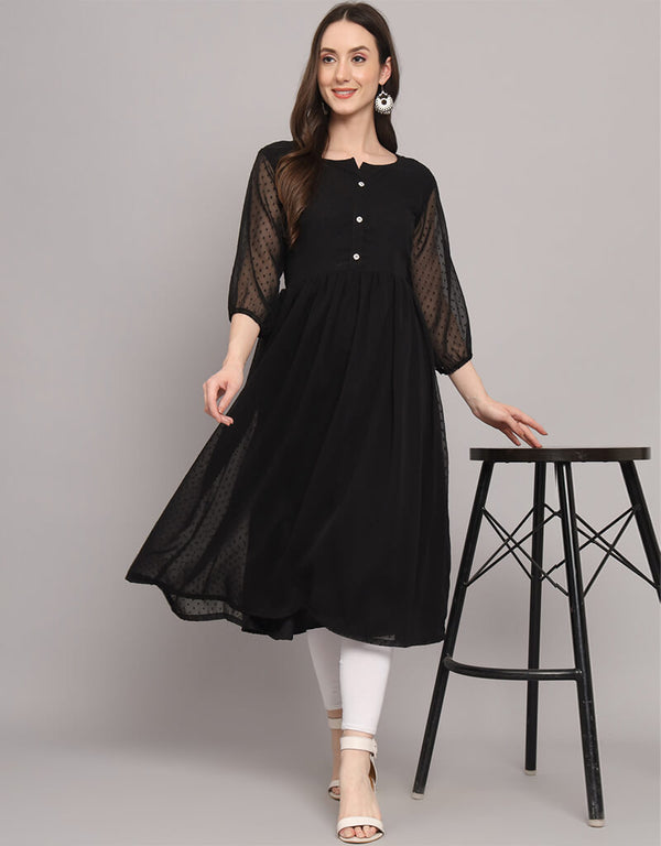 Black Georgette N/A Straight