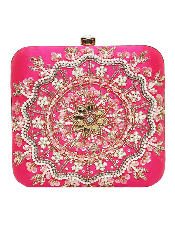 Baby Pink Heavy Designer Handworked Clutches-Accessories