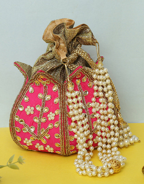 Beige Heavy Designer Handworked Clutches-Accessories