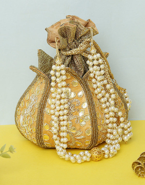 Gold Heavy Designer Handworked Clutches-Accessories