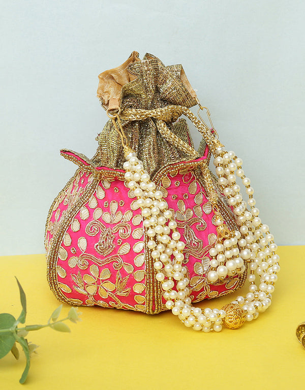 Light Red Heavy Designer Handworked Clutches-Accessories