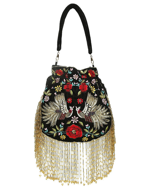 Beige Heavy Designer Handworked Clutches-Accessories