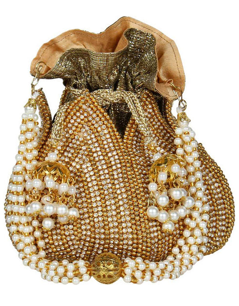 Beige Heavy Designer Handworked Clutches-Accessories