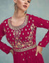 Pink Faux Georgette Palazzo Suit Closure View