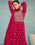 Pink Faux Georgette Palazzo Suit Closure View