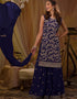 Blue Faux Georgette Palazzo Suit Closure View