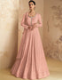 Peach Faux Georgette Pant Anarkali