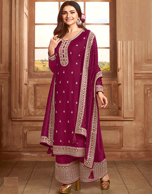 Pink Silk Georgette Palazzo Straight