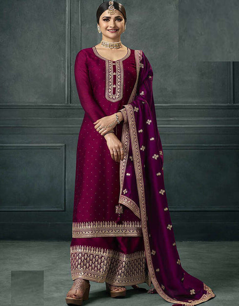 Pink Silk Georgette Palazzo Suit