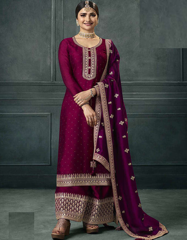 Pink Silk Georgette Palazzo Suit