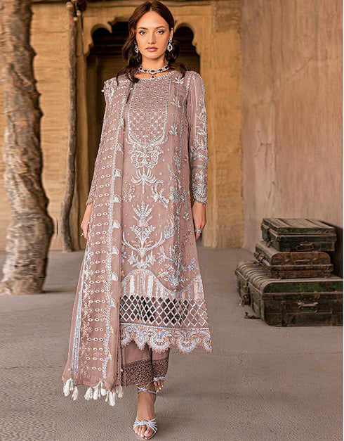 Beige Organza Silk Pant Straight