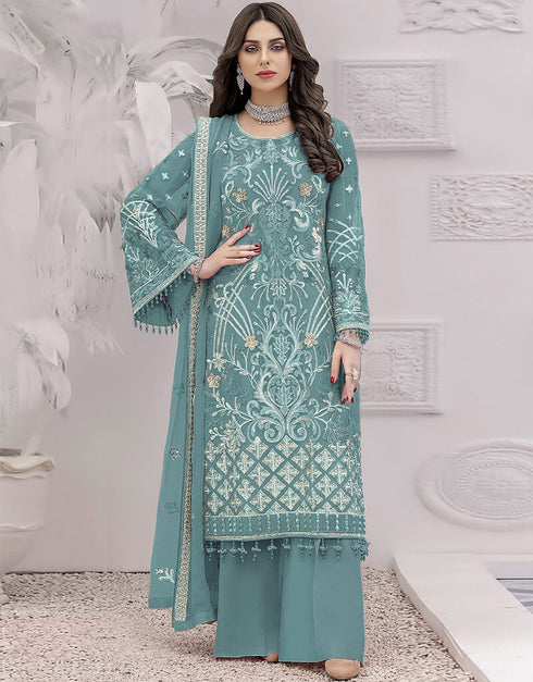Sky Faux Georgette Palazzo Straight