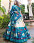 Blue Dola Silk Lehenga Choli Closure View
