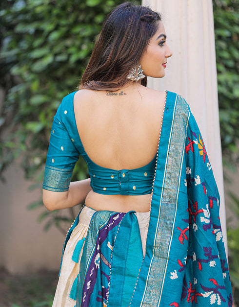 Blue Dola Silk Lehenga Choli Salwar Kameez