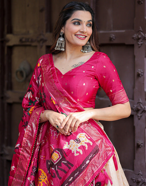 Pink Dola Silk Lehenga Choli Back View