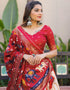 Red Dola Silk Lehenga Choli Back View