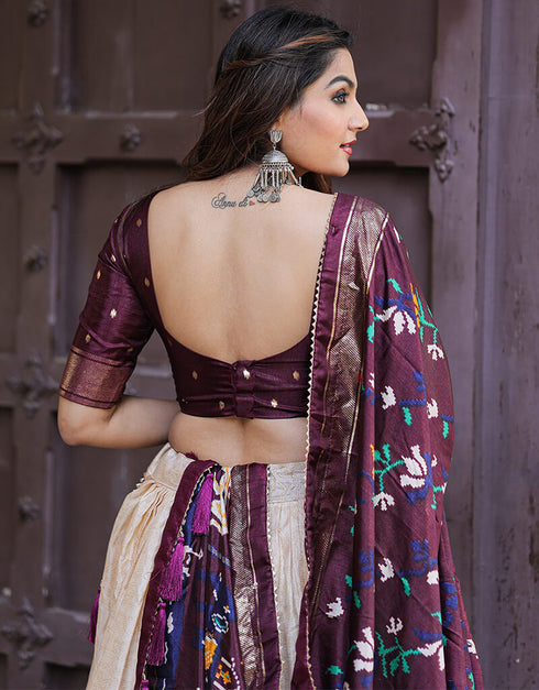 Wine Dola Silk Lehenga Choli Salwar Kameez