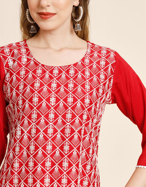 Red Soft Chinon Na Straight Back View