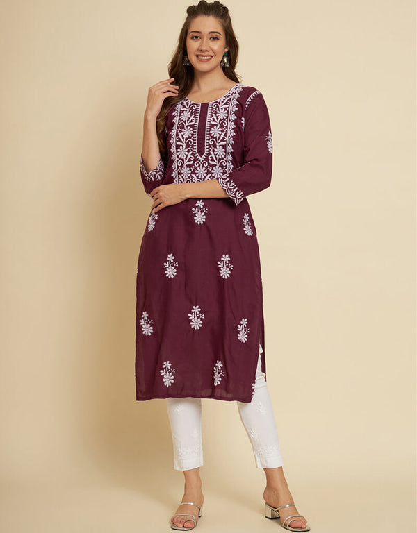 Wine Soft Slub Cotton Na Straight