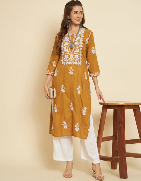 Mustard Soft Slub Cotton Na Straight