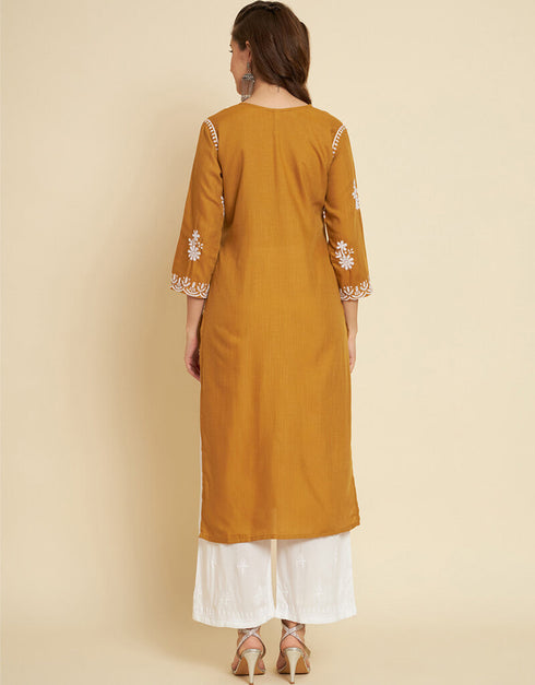 Mustard Soft Slub Cotton Na Straight Salwar Kameez