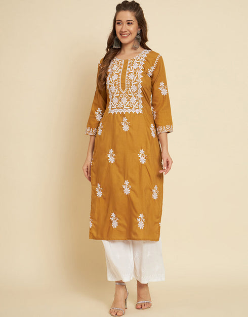 Mustard Soft Slub Cotton Na Straight Closure View