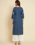 Blue Soft Slub Cotton Na Straight Salwar Kameez
