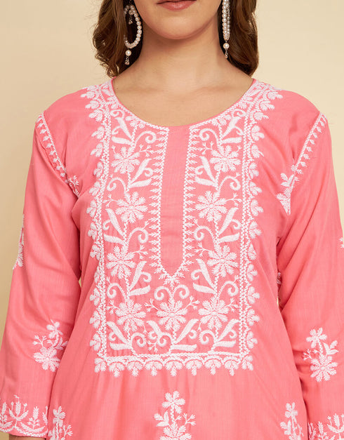 Pink Soft Slub Cotton Na Straight Back View
