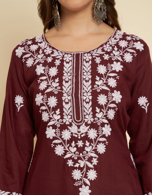 Brown Soft Slub Cotton Na Straight Back View