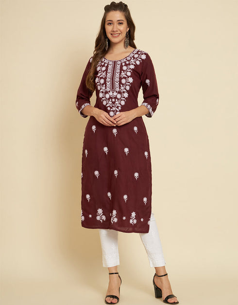 Brown Soft Slub Cotton Na Straight