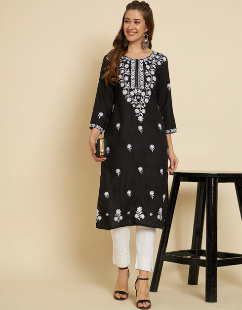 Black Soft Slub Cotton Na Straight