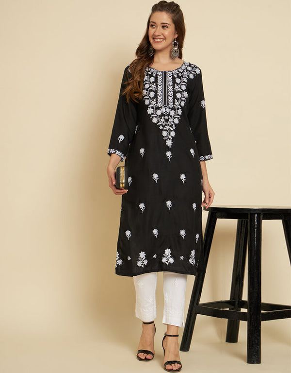 Black Soft Slub Cotton Na Straight