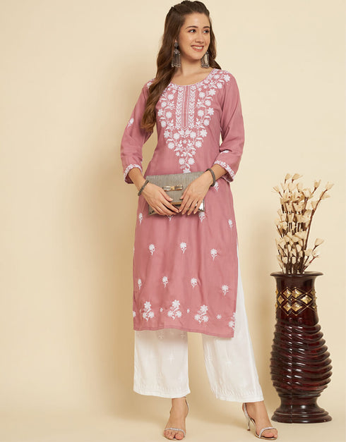 Pink Soft Slub Cotton Na Straight
