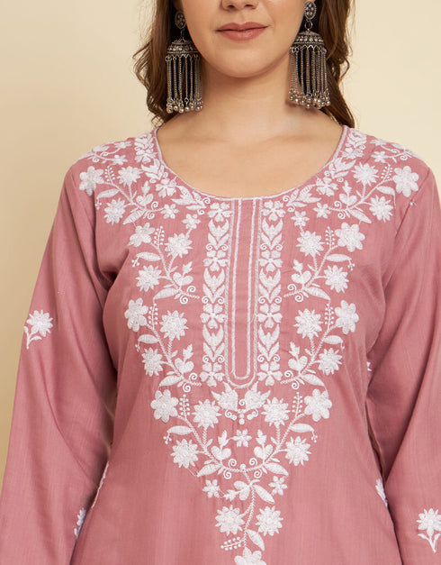 Pink Soft Slub Cotton Na Straight Back View