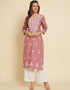 Pink Soft Slub Cotton Na Straight Closure View