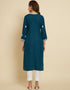 Teal Soft Slub Cotton Na Straight Salwar Kameez
