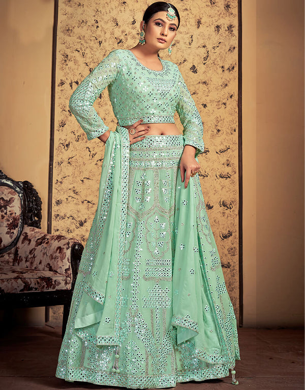 Pista Georgette Lehenga Choli