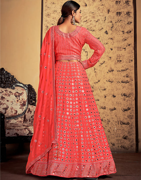 Neon Art Silk Lehenga Choli Back View