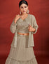 Beige Georgette Lehenga Choli Closure View