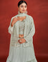 Sage Georgette Lehenga Choli Closure View