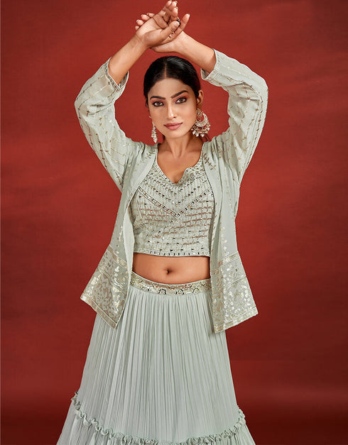 Sage Georgette Lehenga Choli Salwar Kameez