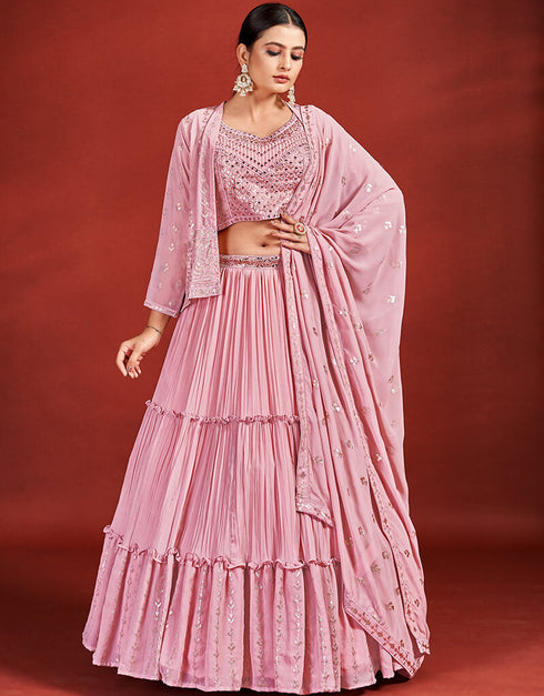 Pink Georgette Lehenga Choli