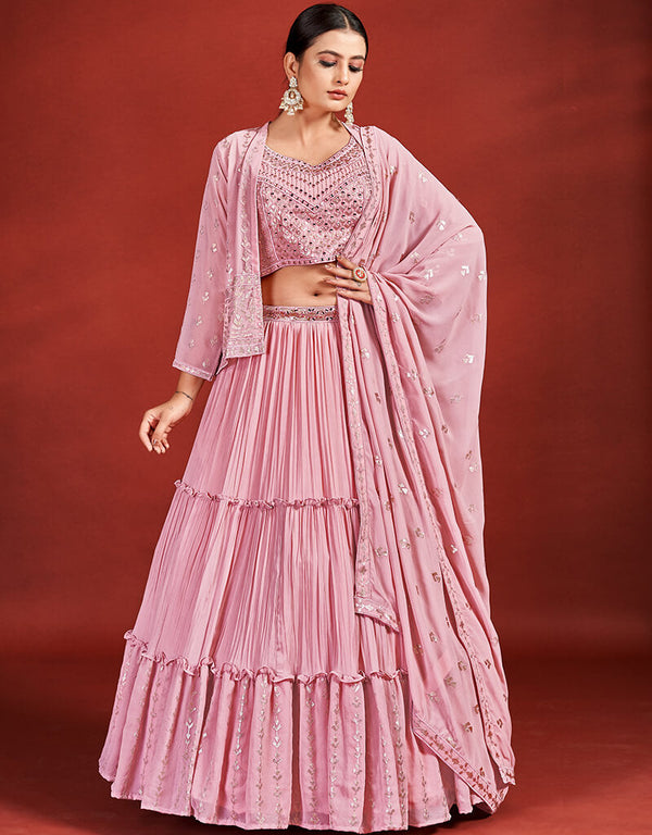 Pink Georgette Lehenga Choli