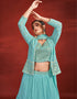 Turquoise Georgette Lehenga Choli Closure View