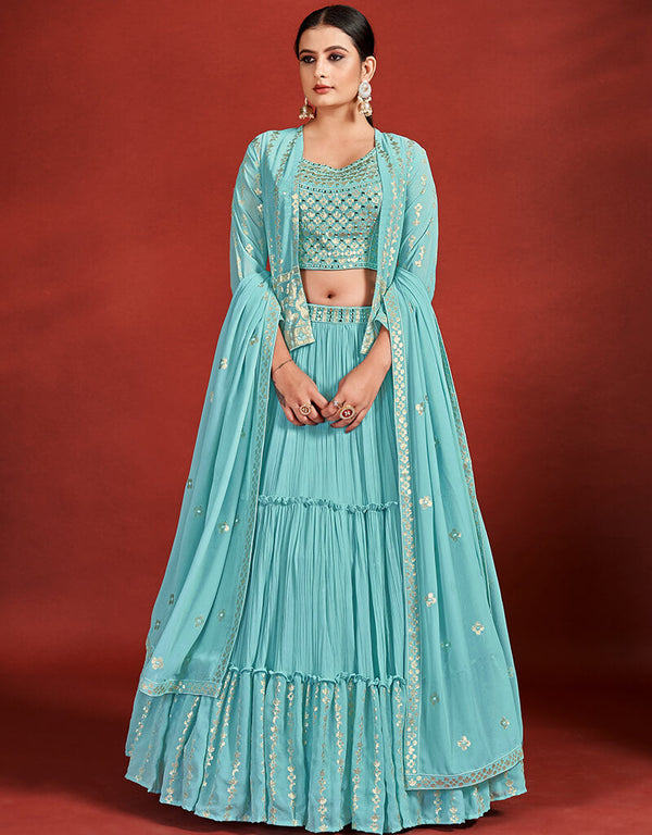Turquoise Georgette Lehenga Choli