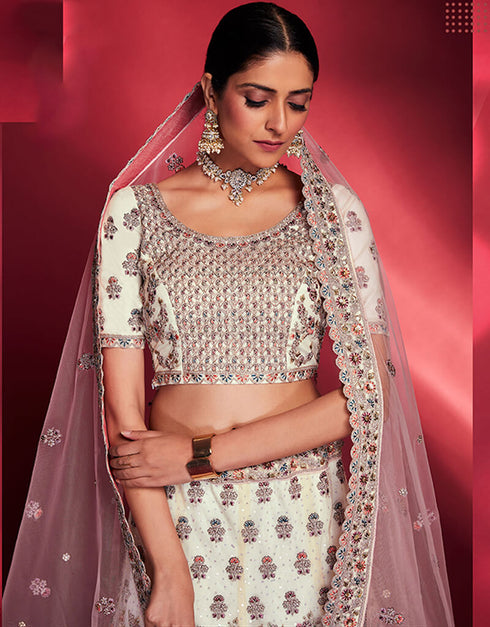 White Soft Silk Lehenga Choli Salwar Kameez