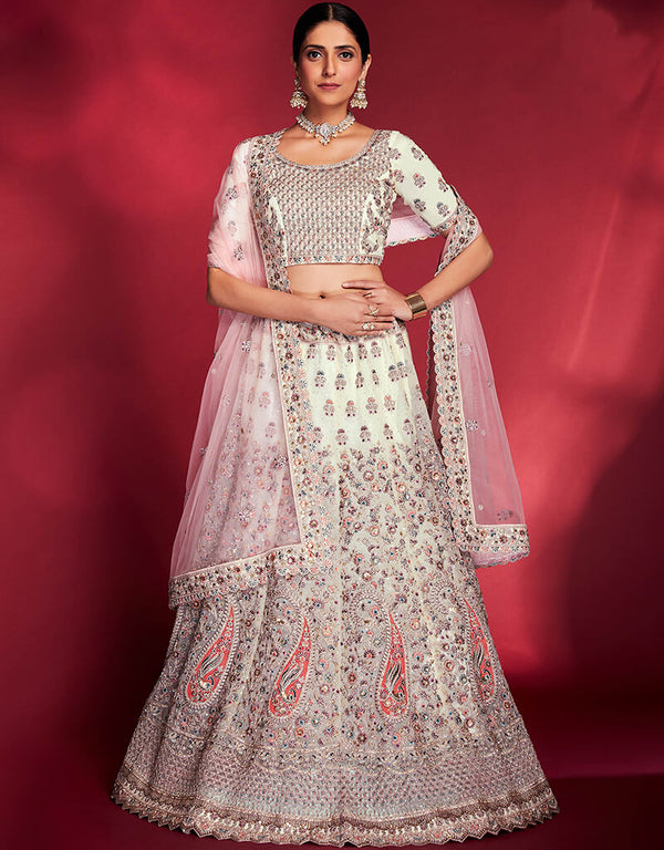 White Soft Silk Lehenga Choli